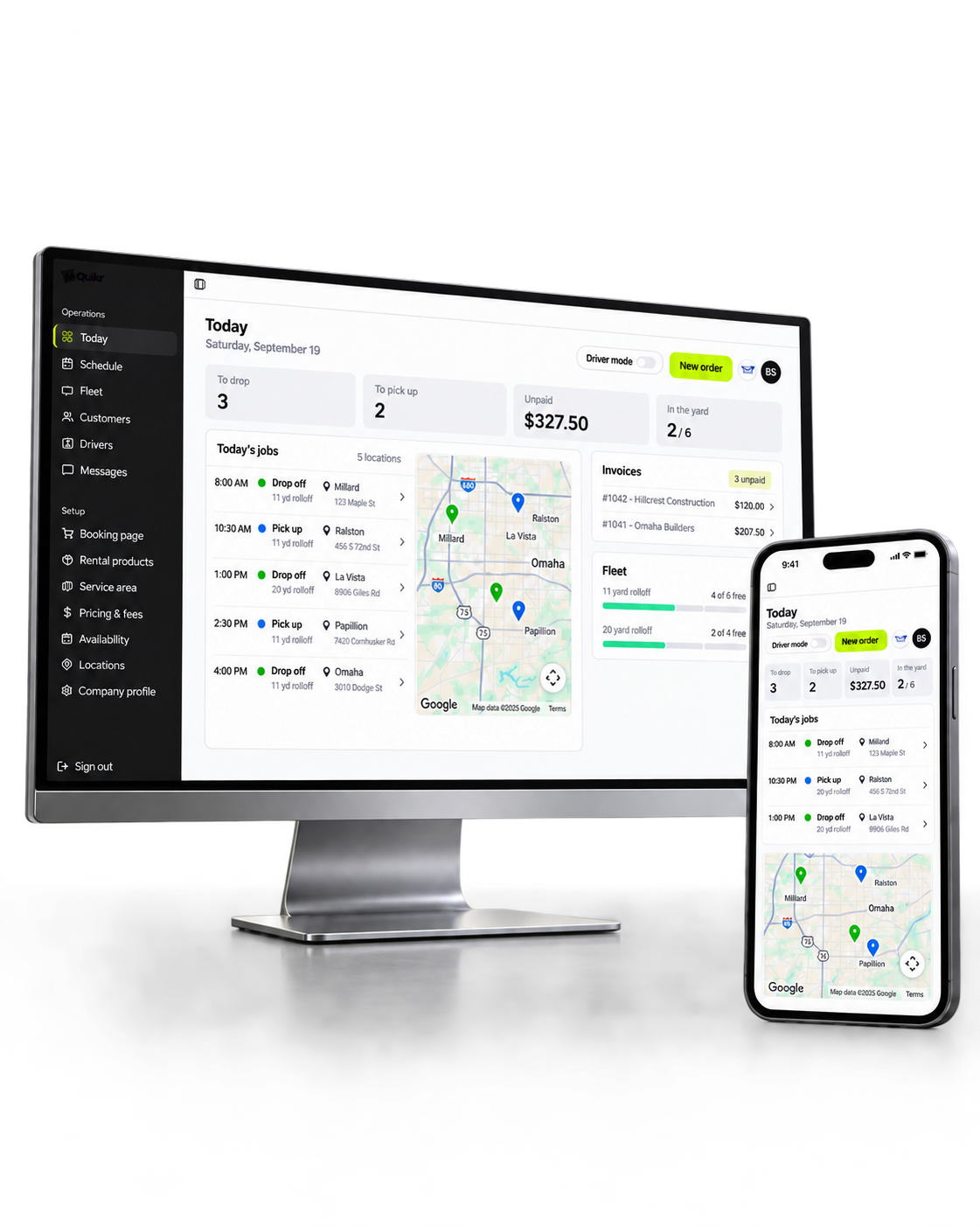 Quikr dashboard on desktop and phone